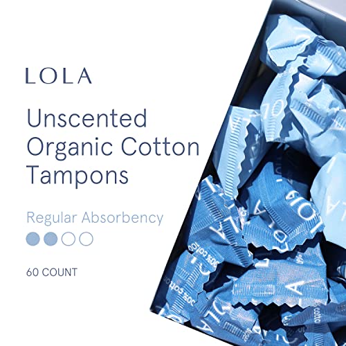 LOLA Organic Cotton Tampons, 60 Count - Tampons Regular, Period Feminine Hygiene Products