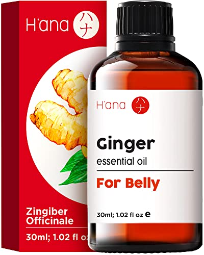 H’ana Pure Ginger Oil for Belly Fat & Pain - 100% Natural Therapeutic Grade Ginger Essentia