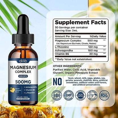 Triple Magnesium Complex Supplement-Magnesium Glycinate, Citrate, Malate Liquid Drops