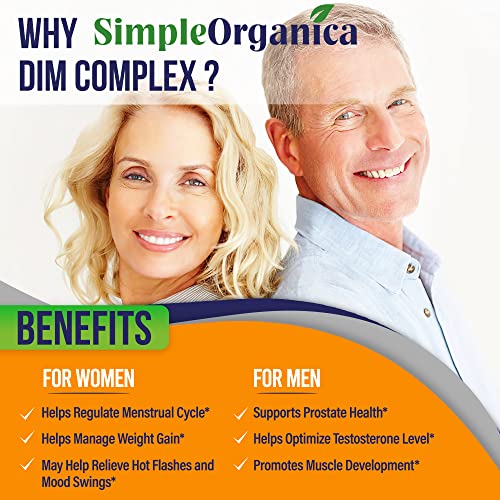 Simple Organica DIM Supplement for Women and Men 300mg with BioPerine, Broccoli Simple Organica