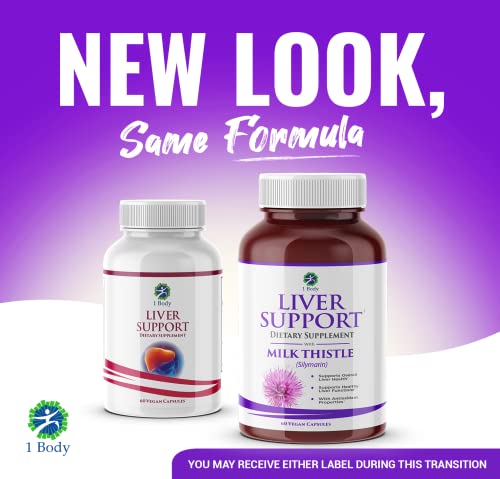 1 Body Liver Support: Twin Pack - 60 Capsules Each - Milk Thistle