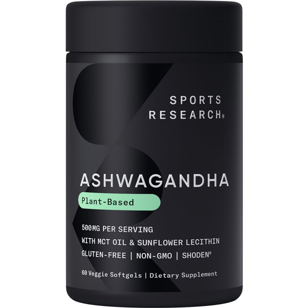 Sports Research® Ashwagandha Softgels with Coconut MCT Oil - Natural Adaptogen