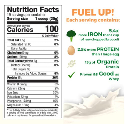 Growing Naturals | Vanilla Rice Powder 15g Plant Protein | 2.8G BCAA, Low-Carb