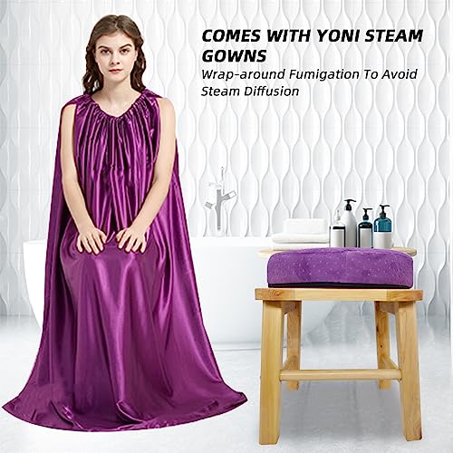 ElasignShopo Yoni Seat Kit, Wooden Vaginial Steaming Stool Chair Set with Gown for Feminine ElasignShopo