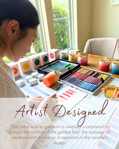 Inspired Picks Refreshing Green Candle – Wood Sage & Sea Salt w/Gold Stemmed Leaves Symbol Inspired Picks