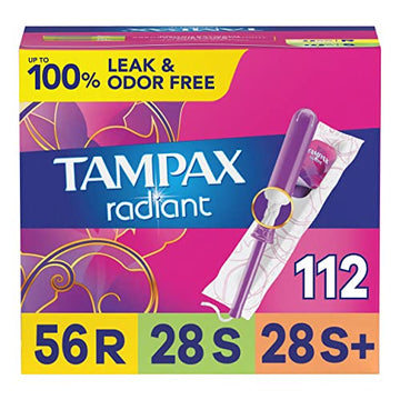 Tampax Radiant Tampons Multipack, Regular/Super/Super Plus Absorbency, With Leakguard Braid