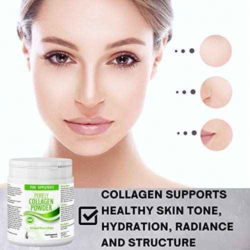 Collagen Powder Marine Supplement | Hydrolyzed Protein peptides with Hyaluronic Acid Vitamin C Biotin etc for Women Men Pure Food Supplements