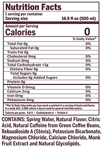 Cafeina - Naturally Flavored Black Cherry Caffeinated Spring Water (12 Pack) - 100mg Caffeine, Black Cherry Flavored, Added Electrolytes, Natural Energy Boost - Ultra Hydrating - Keto Friendly - Kosher - Pre-Workout Boost and Post-Workout Recovery