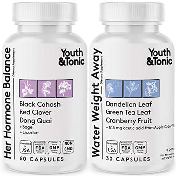 Youth & Tonic Water Retention Pills for Women and Hormone Balance Capsules for Swelling & Loss