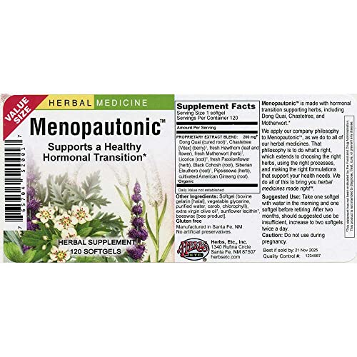 Herbs Etc. Menopautonic - 120 Count Softgels Herbs Etc.