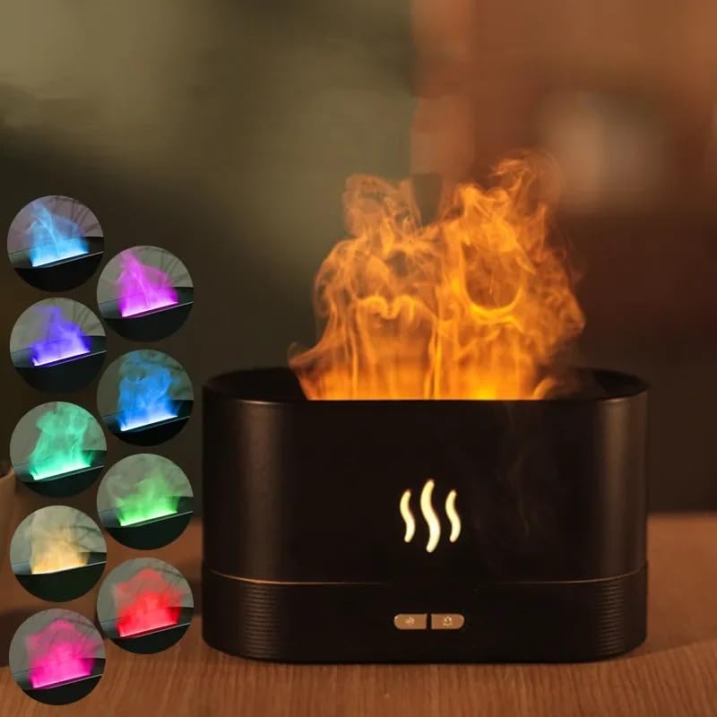 Flame Aroma Diffuser Humidifier 180ml, Oil Essential 2 Modes Brightness Aroma Humidifier Generic