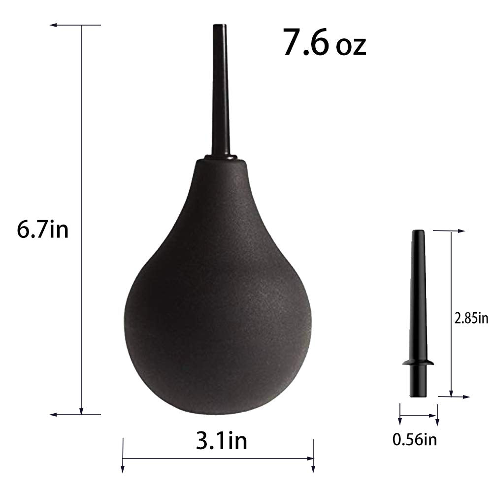 GNEGKLEAN Black Silicone Enema Bulb Kit 7.6oz Clean Anal Douche for Men Women with 19.7in GNEGKLEAN