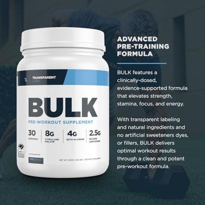 Transparent Labs Bulk Pre Workout Powder - Naturally Sweetened Advanced Pre-Workout
