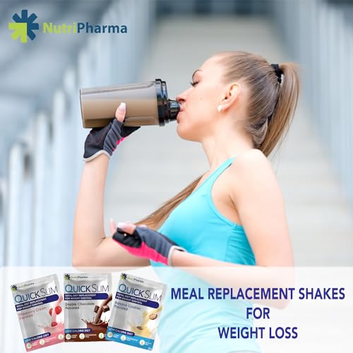 Quick Slim Meal Replacement Shake for Weight Loss, 30 Servings, 20g Protein, 27 Vitamins NUTRIPHARMA Quick Slim