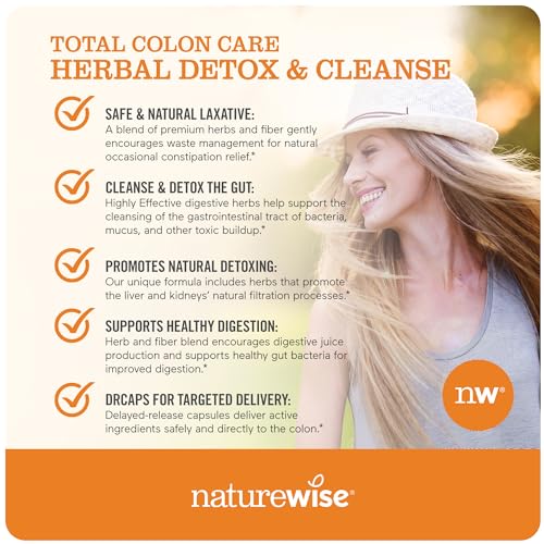 NatureWise Herbal Detox Cleanse Laxative Supplements | Natural Colon Cleanser Herb & Fiber Blend NatureWise
