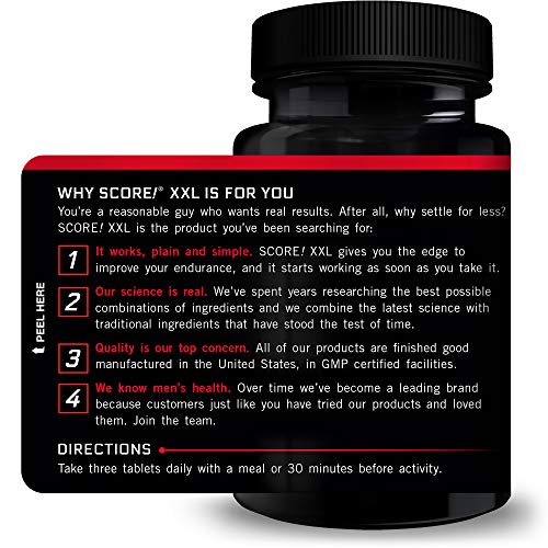 FORCE FACTOR Score! XXL, 3-Pack, Nitric Oxide Booster Supplement for Men with L
