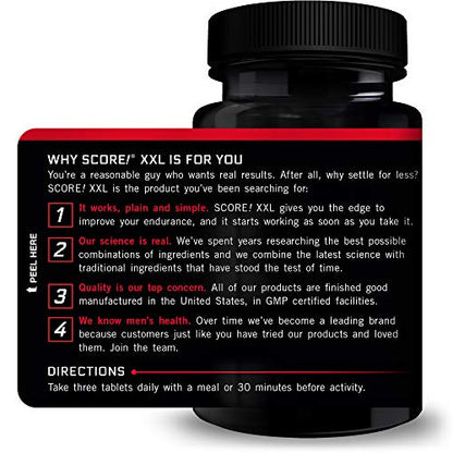 FORCE FACTOR Score! XXL, 3-Pack, Nitric Oxide Booster Supplement for Men with L
