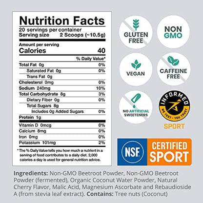 humanN SuperBeets Sport Pre Workout Powder – NSF Certified for Sport – Caffeine Free