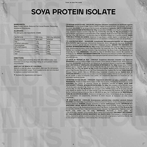 Bulk Soya Protein Isolate Powder, Vegan Protein Shake, Chocolate, 1 kg Success