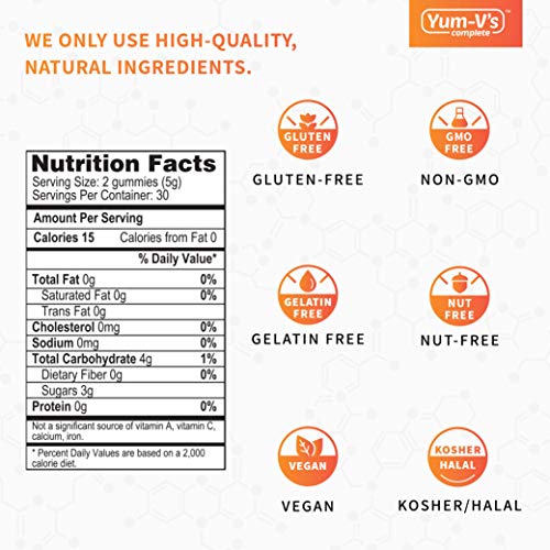 YumVs Complete Glucose Gummies, Raspberry Flavor, (60 Ct); Chewable