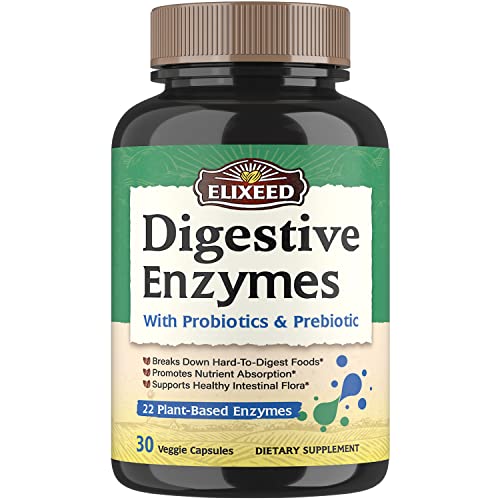 Elixeed Digestive Enzymes Plus Probiotics & Prebiotics, 22 Digestive Enzymes with Amylase