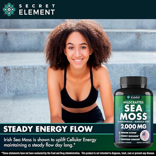 Sea Moss Capsules - Irish Sea Moss Advanced with Burdock Root, Bladderwrack Secret Element