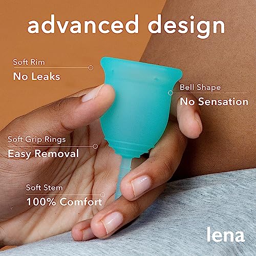Lena Menstrual Cup | 12hr Reusable Period Silicone Soft Cup | Tampon and Pad Alternative Lena