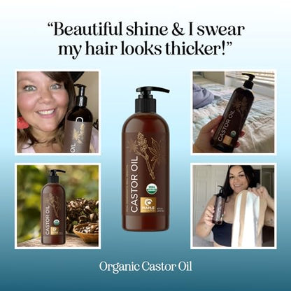 Hexane Free Organic Castor Oil - USDA Organic Castor Oil for Body Detox Hair Growth & Skin Care