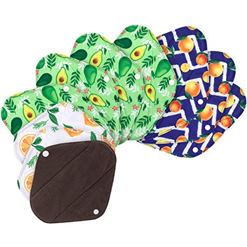 Teamoy 10pcs Cloth Panty Liners, Reusable Sanitary Pads with Wet Bag, Washable Cloth Menstrual Pads Teamoy