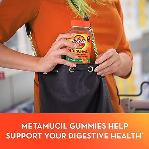Metamucil Fiber Supplement Gummies, Sugar Free Orange Flavor, 5g Prebiotic Plant Based Metamucil