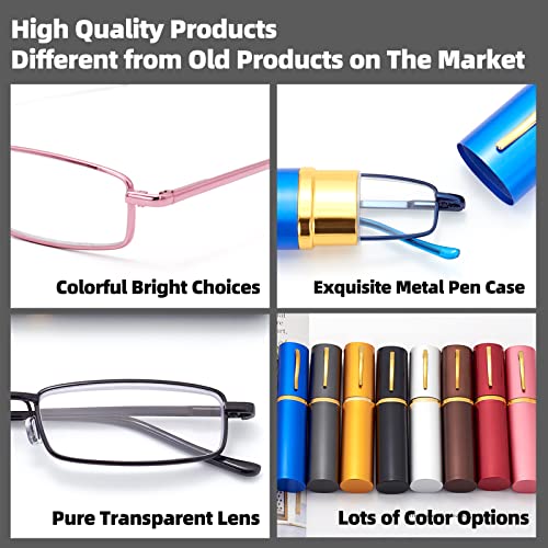 HIGHLIKE 4-Pack Slim Pocket Reading Glasses Men Women, Compact Readers Super Clear