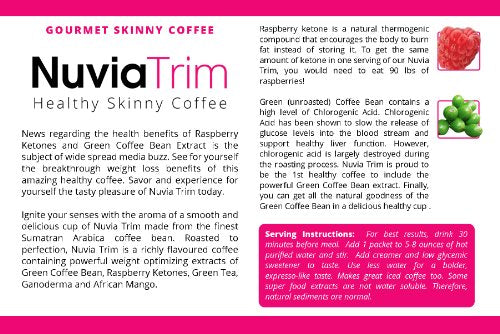 Nuvia Trim - Gourmet Instant Coffee for Weight Loss, with Garcinia Cambogia, Raspberry Nuvia