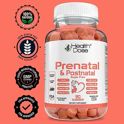 Health Dose Prenatal & Postnatal Vitamins for Pregnant and Lactating Women, DHA & Folic Acid