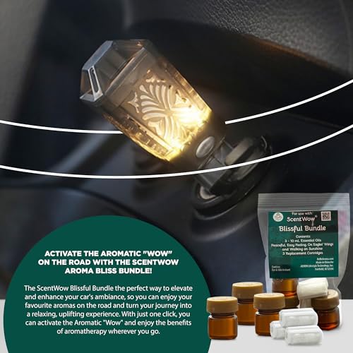 ScentWow® Aromatherapy Car Diffuser Refill Essential Oil Bundle with Three Refill Pads and 10ml Bottles Belle Aroma