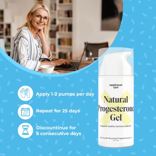 Supplement Spot Progesterone Gel for Women - Water Based USP Progesterone Gel Supplement Spot