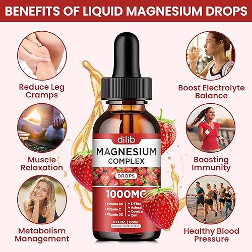 Triple Magnesium Complex Supplement, Magnesium Glycinate, Blend, Citrate Liquid Drops