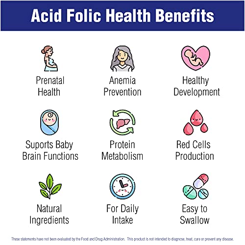 Folic Acid Supplement 100 Tablets 400 mcg by Natural Systems - Prenatal Vitamin for Women Perfect Natural Systems Naturasys