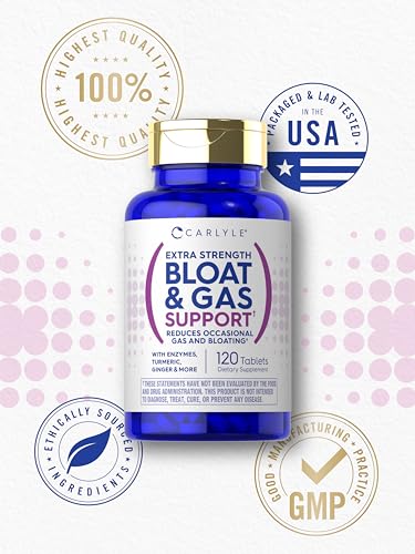 Carlyle Bloat & Gas Support for Men & Women | 120 Tablets | Extra Strength Pills | Supplement Carlyle