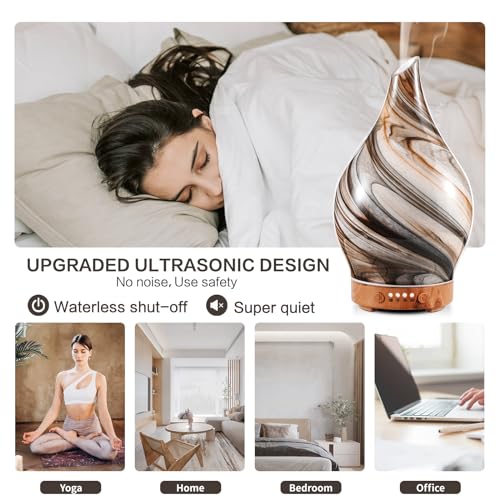 Porseme 100ml Glass Essential Oil Diffuser Aromatherapy Ultrasonic Cool Mist Humidifier 4 Running Hours Porseme