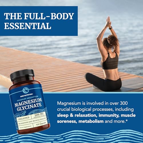 Magnesium Glycinate 500mg | Chelated Bisglycinate Complex for Muscle Relaxation Nobi Nutrition