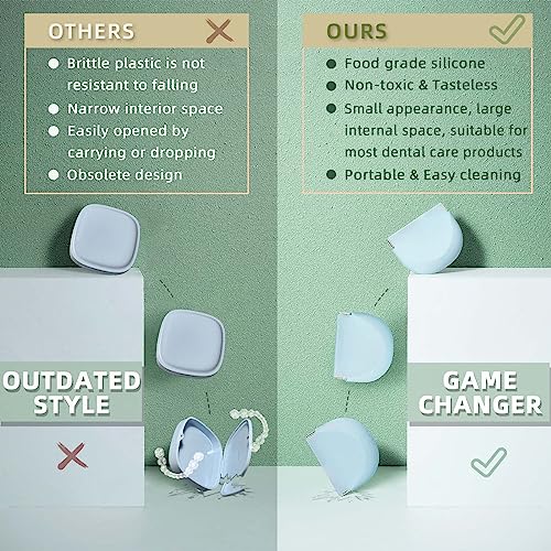 2 Pack Silicone Retainer Case with Lanyard Soft Slim Cute Aligner Case Holder Dental Thin