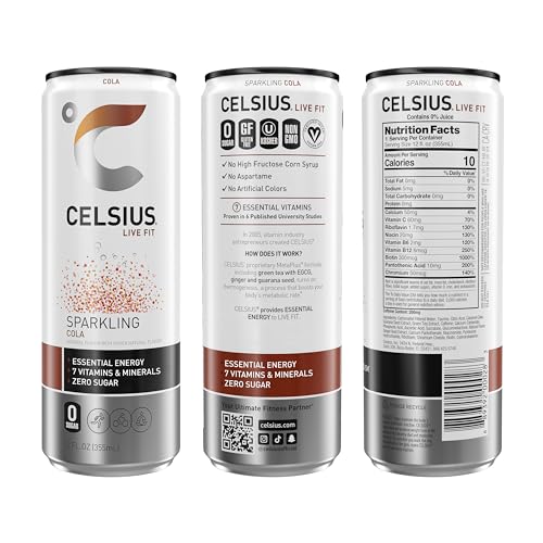 CELSIUS Sparkling Cola, Functional Essential Energy Drink 12 Fl Oz (Pack of 12)