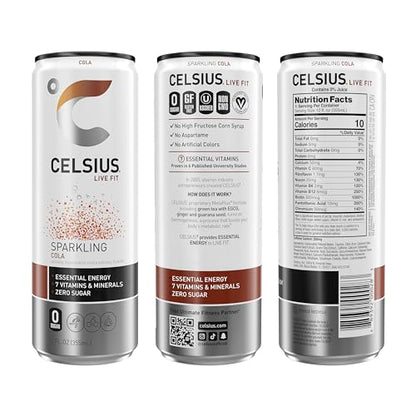 CELSIUS Sparkling Cola, Functional Essential Energy Drink 12 Fl Oz (Pack of 12)