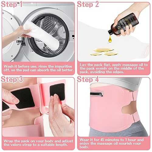 Fshyos Upgrade Castor Oil Wrap Plus Size Kit with Unrefined Castor Oil for Liver Detox