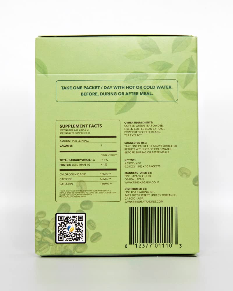 Fine USA Green Tea & Coffee | Clean Energy & Focus | Boost Metabolism | Catechins FINE USA