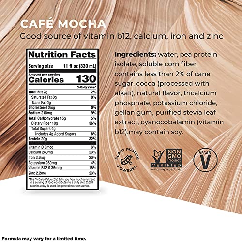 Evolve Plant Based Protein Shake, Café Mocha, 20g Vegan Protein, Dairy Free, No Artificial