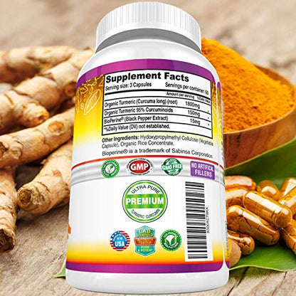 Turmeric Curcumin with BioPerine 1950mg - Natural Joint & Healthy Inflammatory
