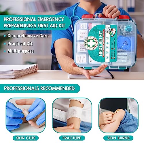 General Medi 420 Pieces Professional First Aid Kit - HardCase First Aid Box - Contains