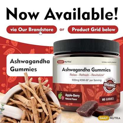 DailyNutra KSM-66 Ashwagandha 600mg Organic Root Extract - High Potency Supplement