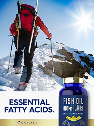 Fish Oil 1000mg | 300mg Omega 3 | 250 Count | Non-GMO and Gluten Free Supplement Carlyle